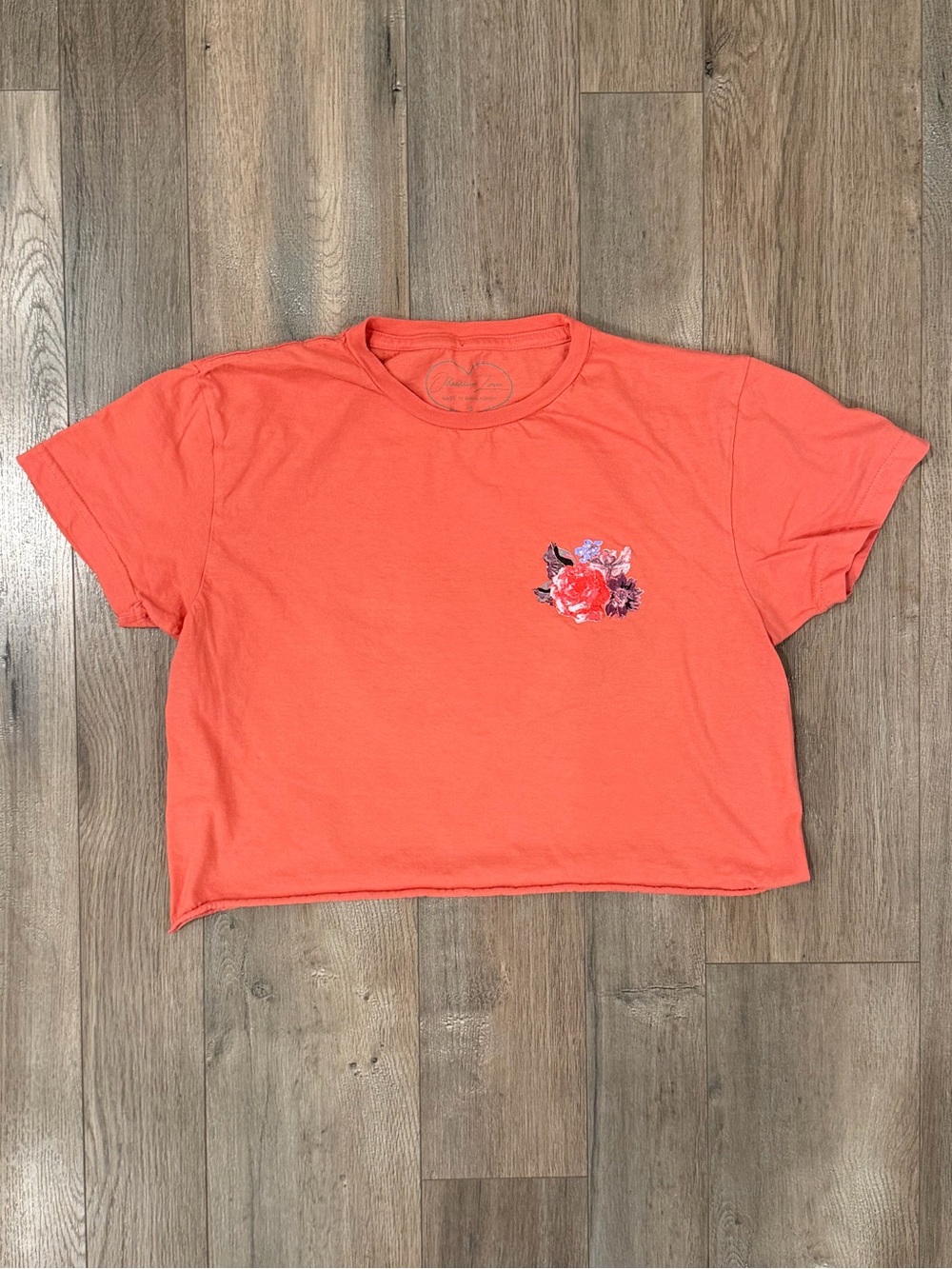 Women's Coral Floral Pocket Crop Tee